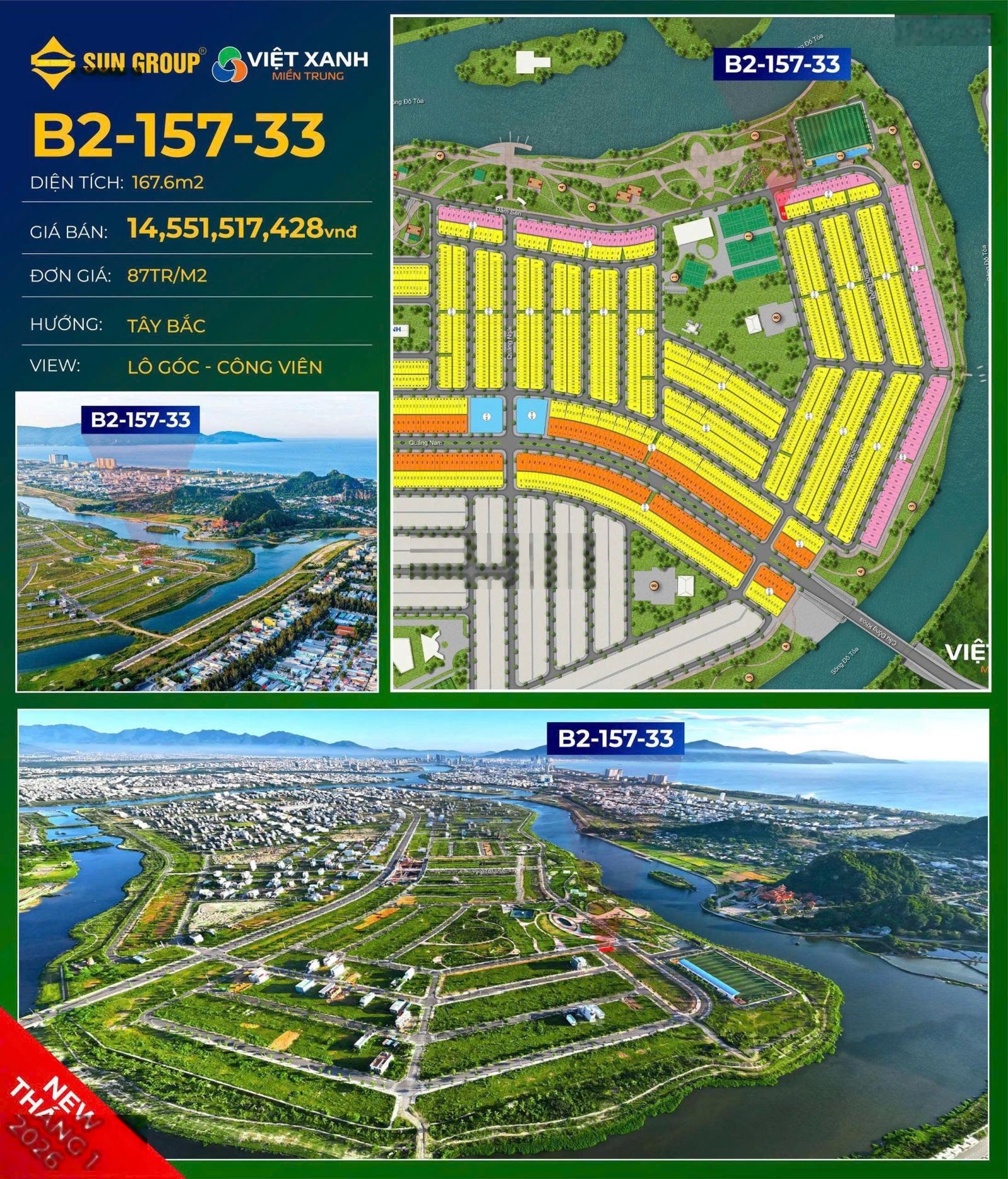 B2-157-33 Lô góc view công viên, hàng hiếm khu B2