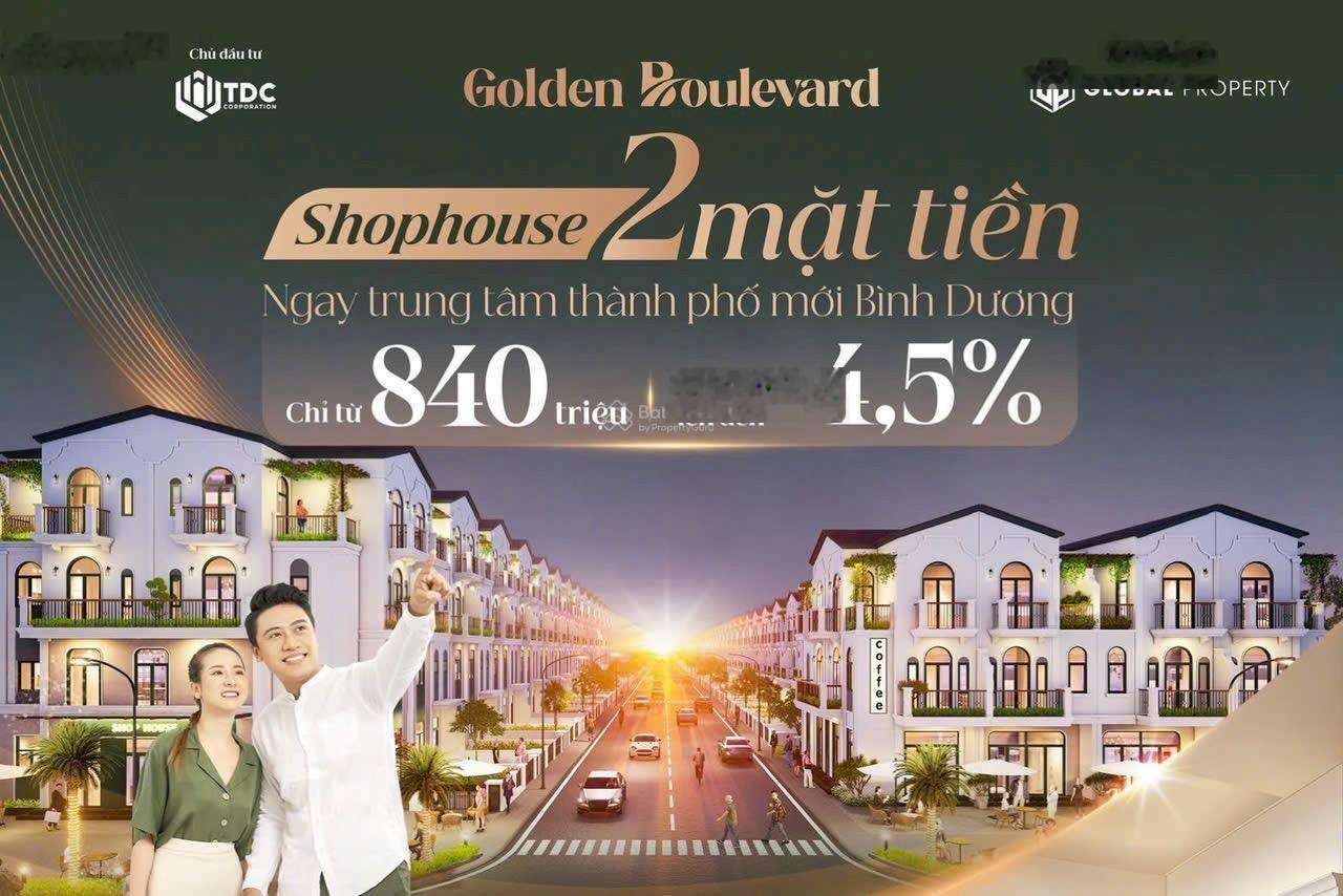Bán nhà phố 2 mặt tiền - shophouse trung tâm thành phố mới Bình Dương. Dự án Golden Boulevard