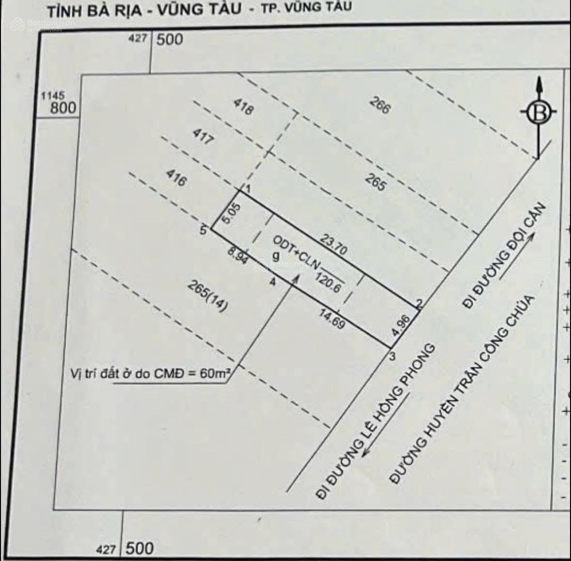 Bán đất mặt tiền Huyền Trân Công Chúa P.8 VŨNG TÀU 120m(5x25) GIÁ 13 TỶ TL