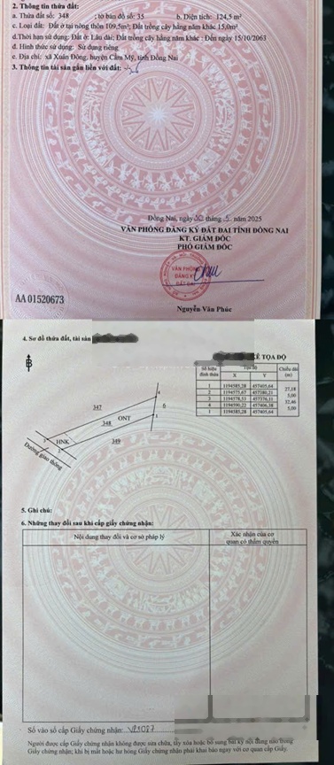 Bán đất tại Đường 765, Xã Xuân Đông, Huyện Cẩm Mỹ, Đồng Nai, 340 triệu, 102.6 m2