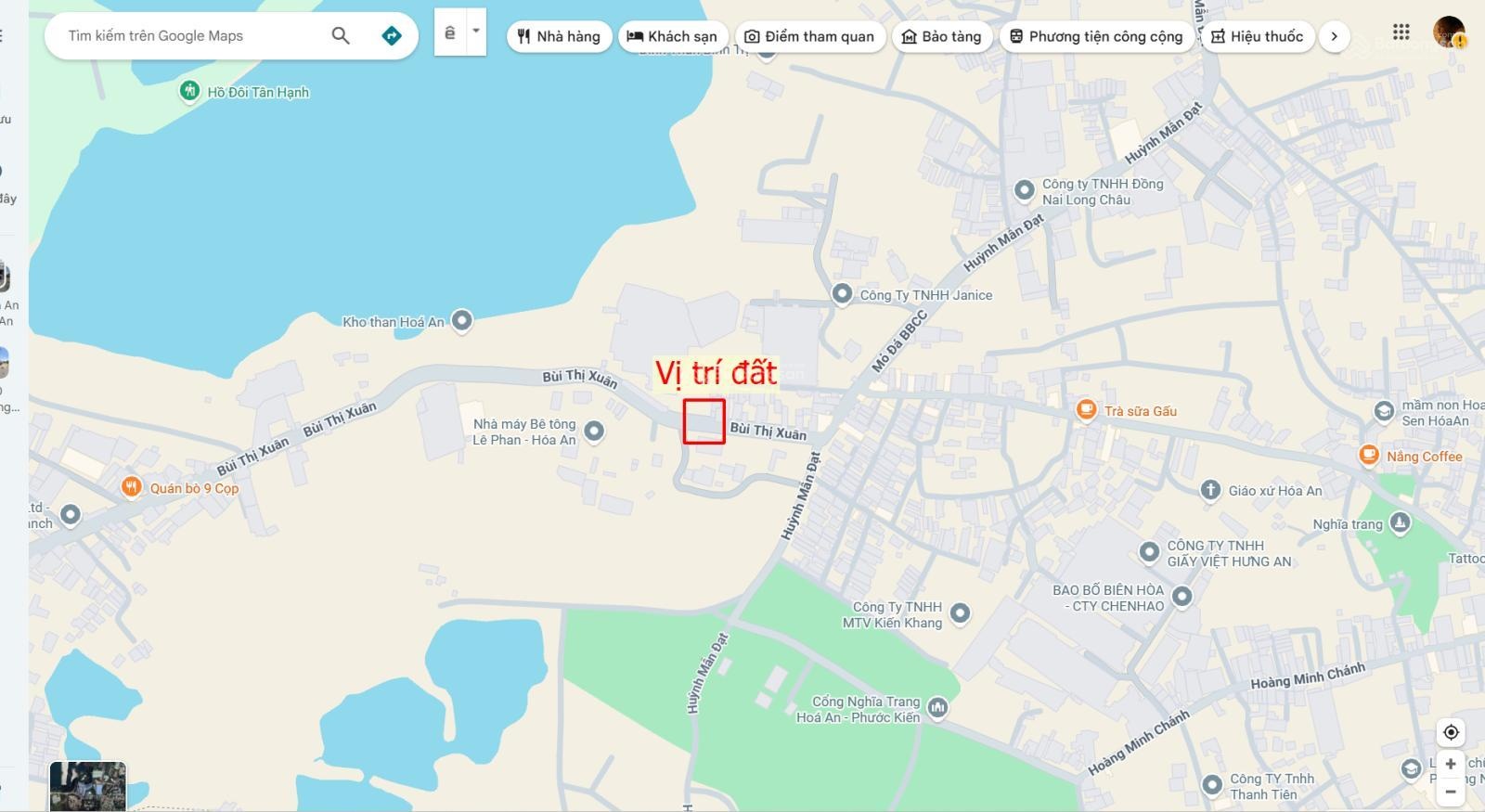 Bán đất 4.9x32m, mặt tiền Bùi Thị Xuân P. Hóa An, thổ cư 100%