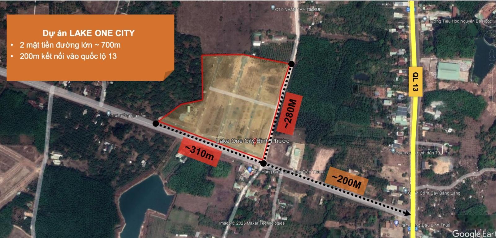 Đất nền mặt tiền quốc lộ 13 lakeone city, bình long