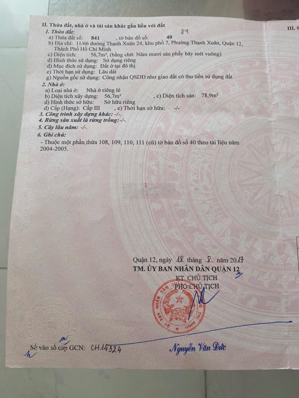 Bán nhà riêng đẹp tại Thạnh Xuân 24, Quận 12, TP.HCM, 3,4 tỷ, 57 m2