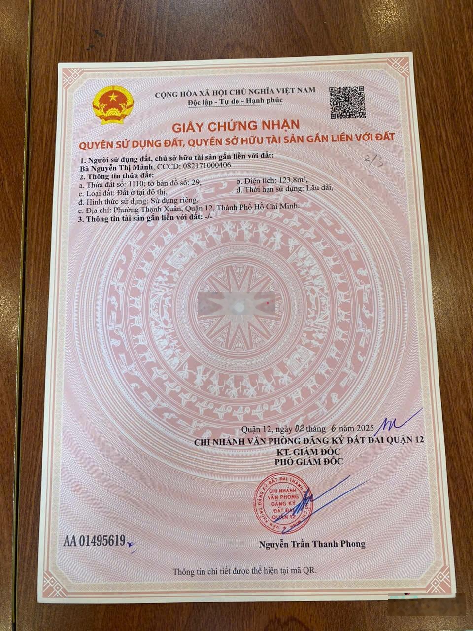 Chính chủ bán đất 5x25 tx25-q12, hsxd cao, thổ cư 100%-đã có sổ