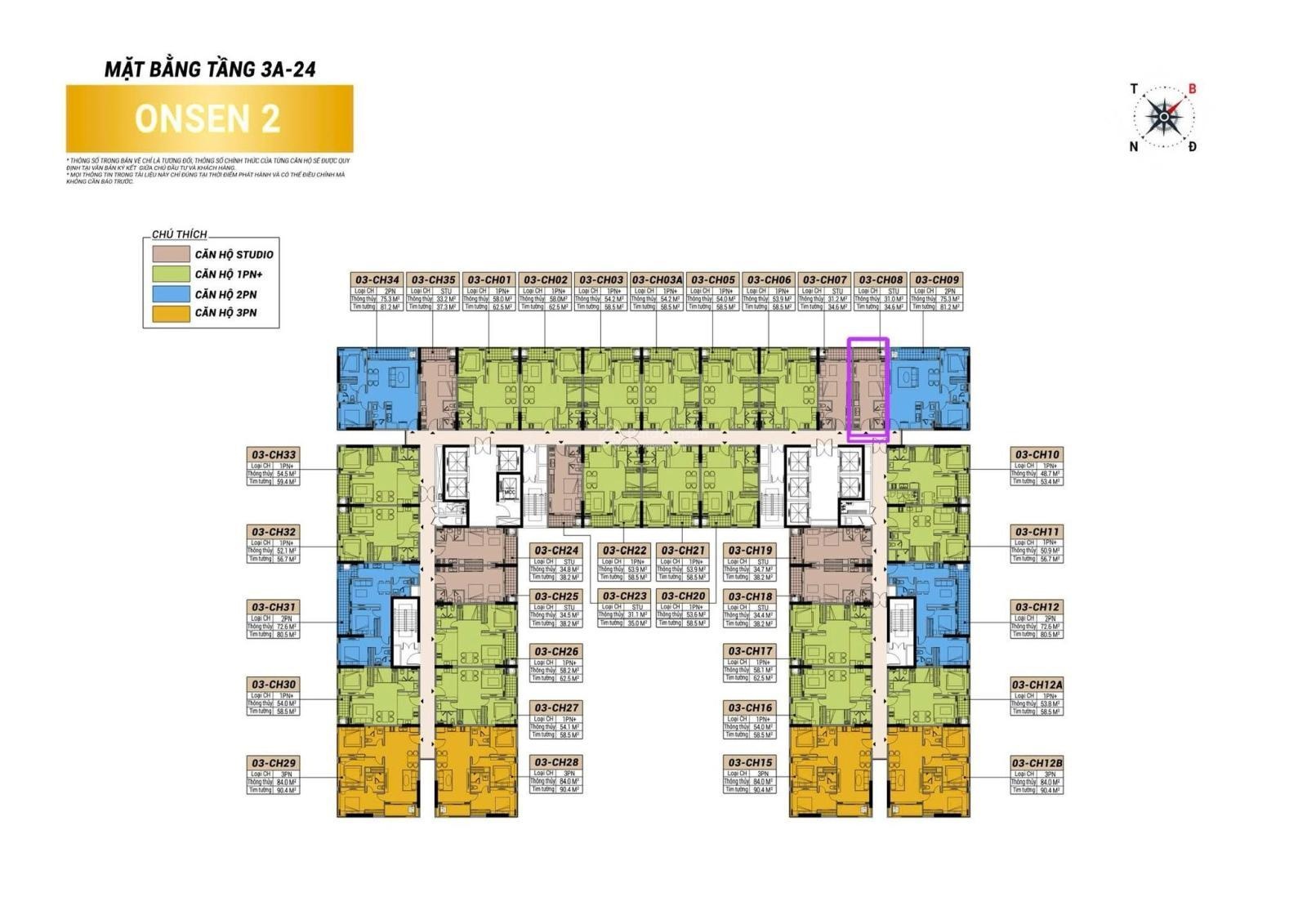 Bán căn studio toà Onsen2 tầng trung view ngắm trọn pháo hoa- sở hữu sổ Hồng lâu dài.