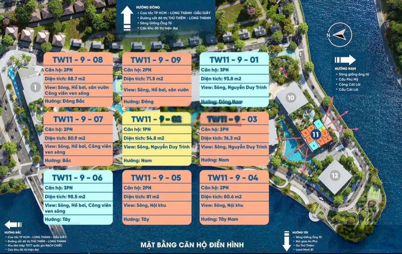 Căn 2PN2WC view sông giá từ 8 tỷ all in thanh toán theo tiến độ