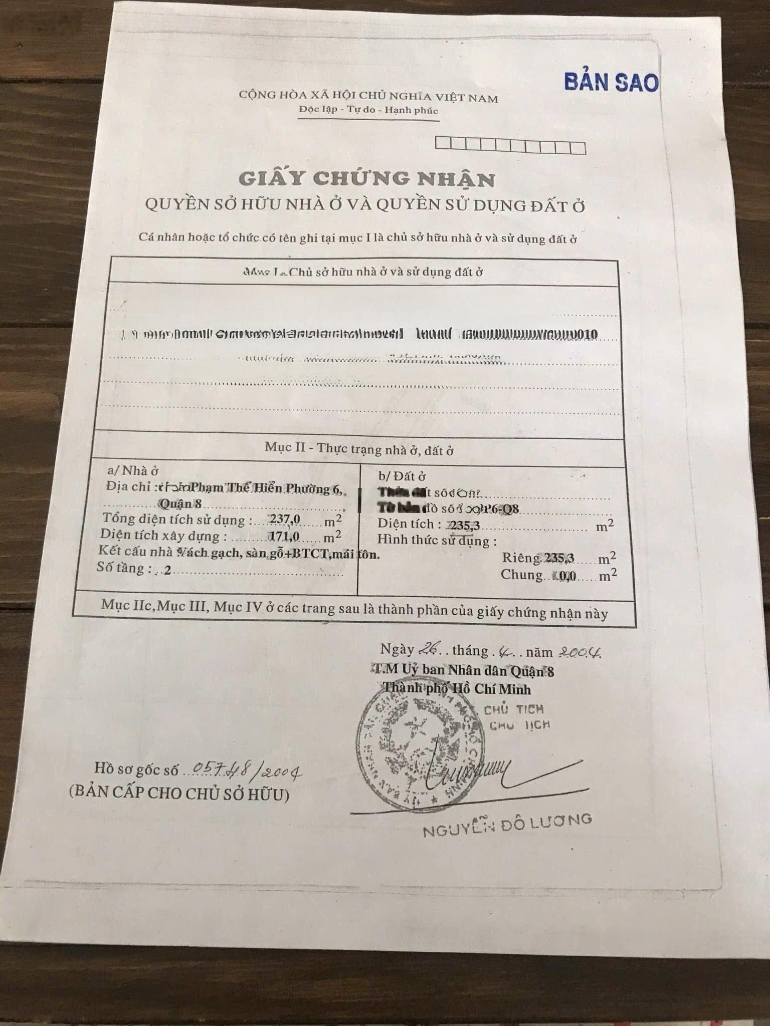 Mặt tiền đoạn đẹp* [235,3m2] Phạm Thế Hiển, Phường 6