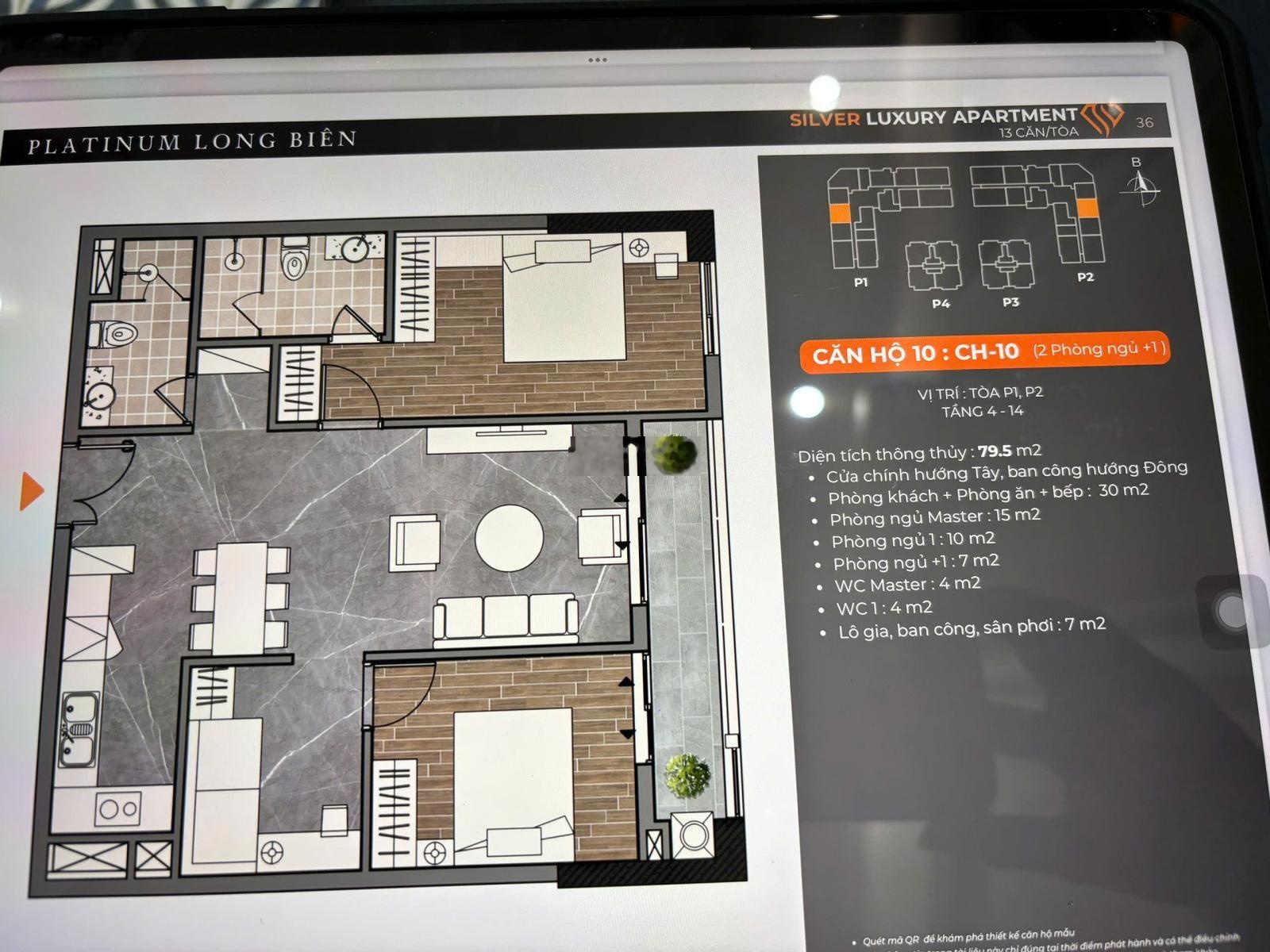 Hiếm! Căn 3PN - 2WC Platinum rẻ nhất thị trường 80m2 - 10,4 tỷ. Tầng trung, mát