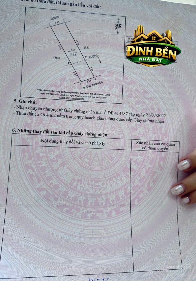 Bán đất mặt đường Xuân Lộc, Nghi Kim, Vinh, Nghệ An