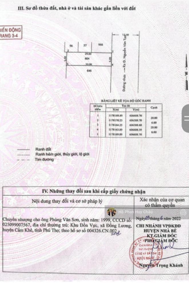 Đất vip - 6mx20m - đường 12m - Nguyễn Văn Tạo - 5 tỷ 3