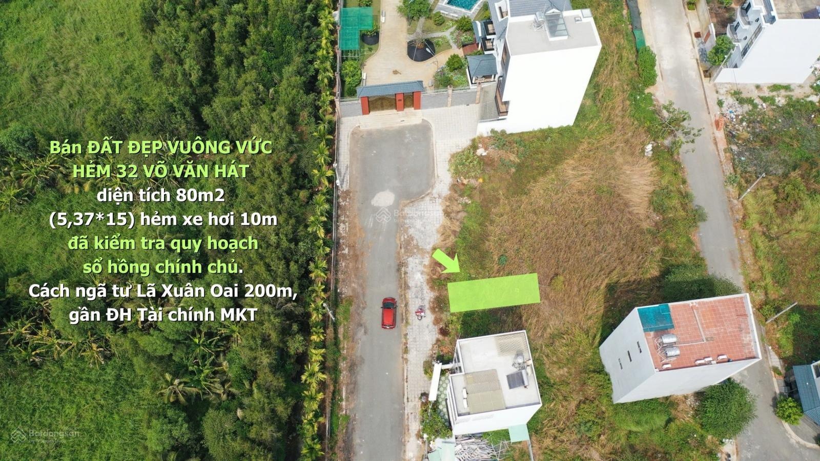 Bán đất đẹp vuông vức 80m2 hẻm 32 võ văn hát (5,37*15)