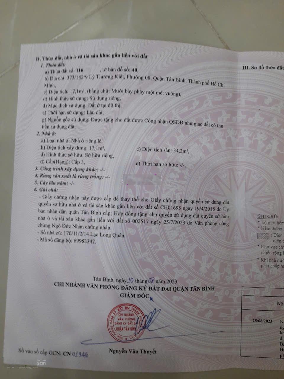 Bán nhà hẻm Lý Thường Kiệt, P8, Tân Bình nhà hẻm lớn giá tốt khu vực liên hệ chủ