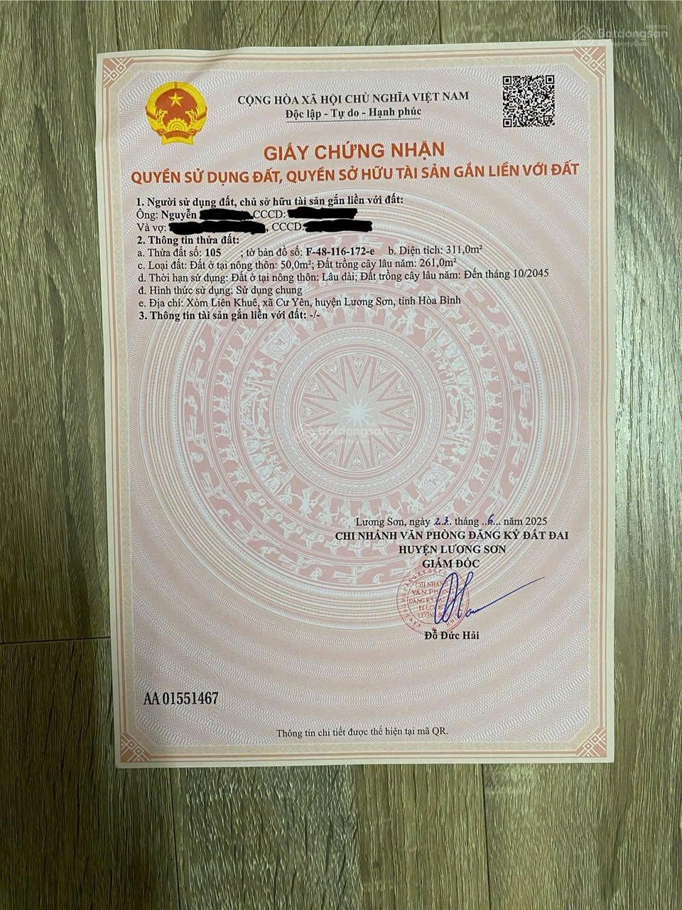 Bán đất Liên Xã, 1,5 tỷ, 311m2, lô góc, mặt tiền 35m, pháp lý đầy đủ, hòa bình hot