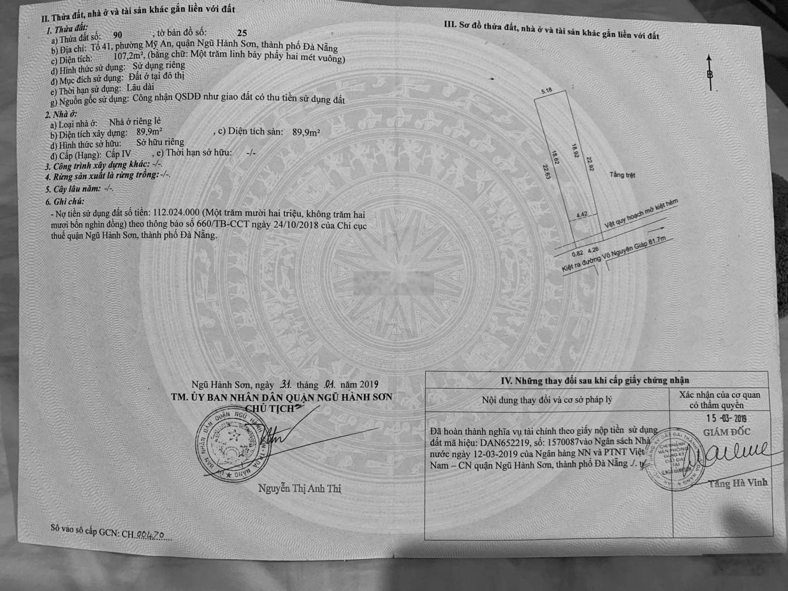 Bán đất tặng nhà dòng tiền 20 triệu/tháng ngay biển mỹ khê, đà nẵng