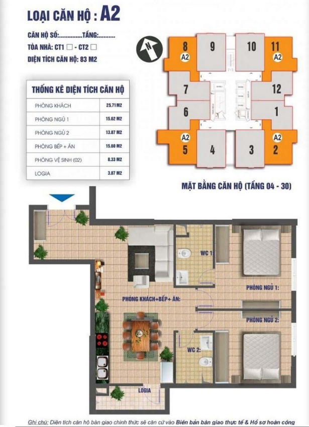 Cho thuê CC 80m2, 2PN, 2WC tại CT2 Nam Xa La, 8 triệu, Hà Đông, Hà Nội
