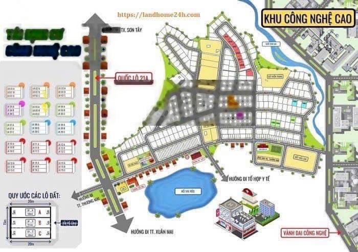 Bán gấp trước tết lô đất đẹp Tại Vai Réo- Phú Cát - vùng lõi CNC Hòa Lạc