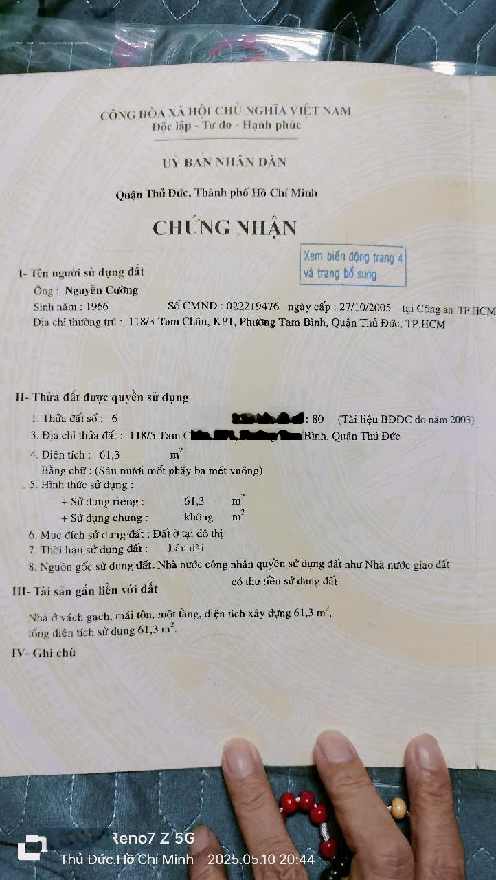 Bán nhà đường Tam Châu, P. Tam Bình, Thủ Đức 66m2 giá 4.48 tỷ gần đường Vành Đai 2