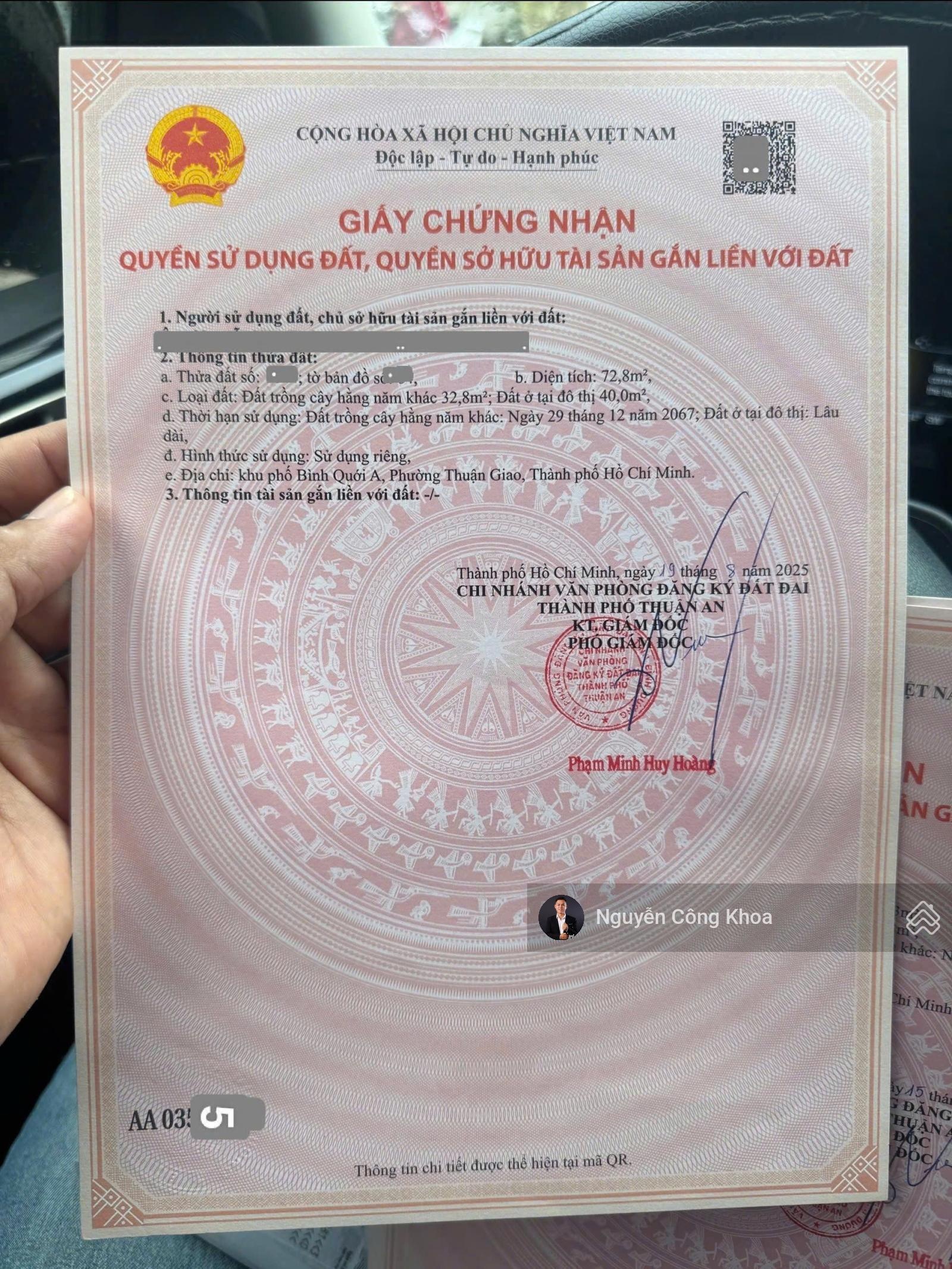 Bán nhà 1 trệt 1 lầu xây mới, 3 phòng ngủ, gần chợ Bình Chuẩn 300m, P.Bình Chuẩn, Tp.Thuận An