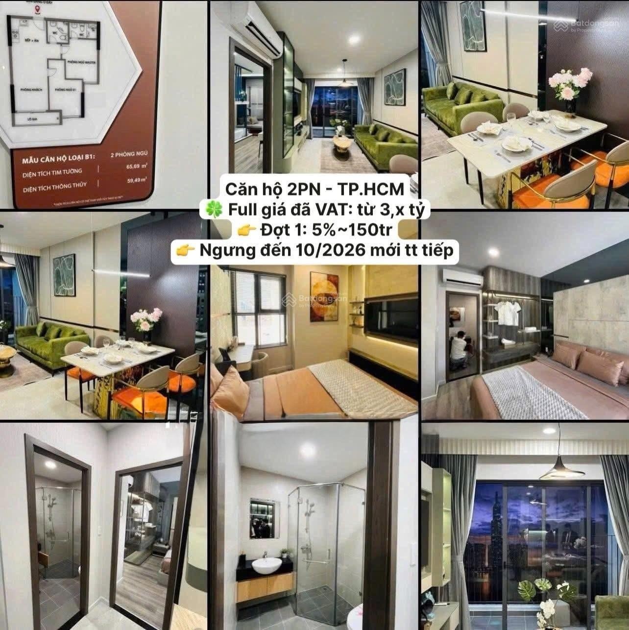 Căn cuối cùng nhận lộc trước tết | 2pn2wc 65m2 | TT 5% đến T10 | 0% lãi suất đến khi nhận nhà 2028
