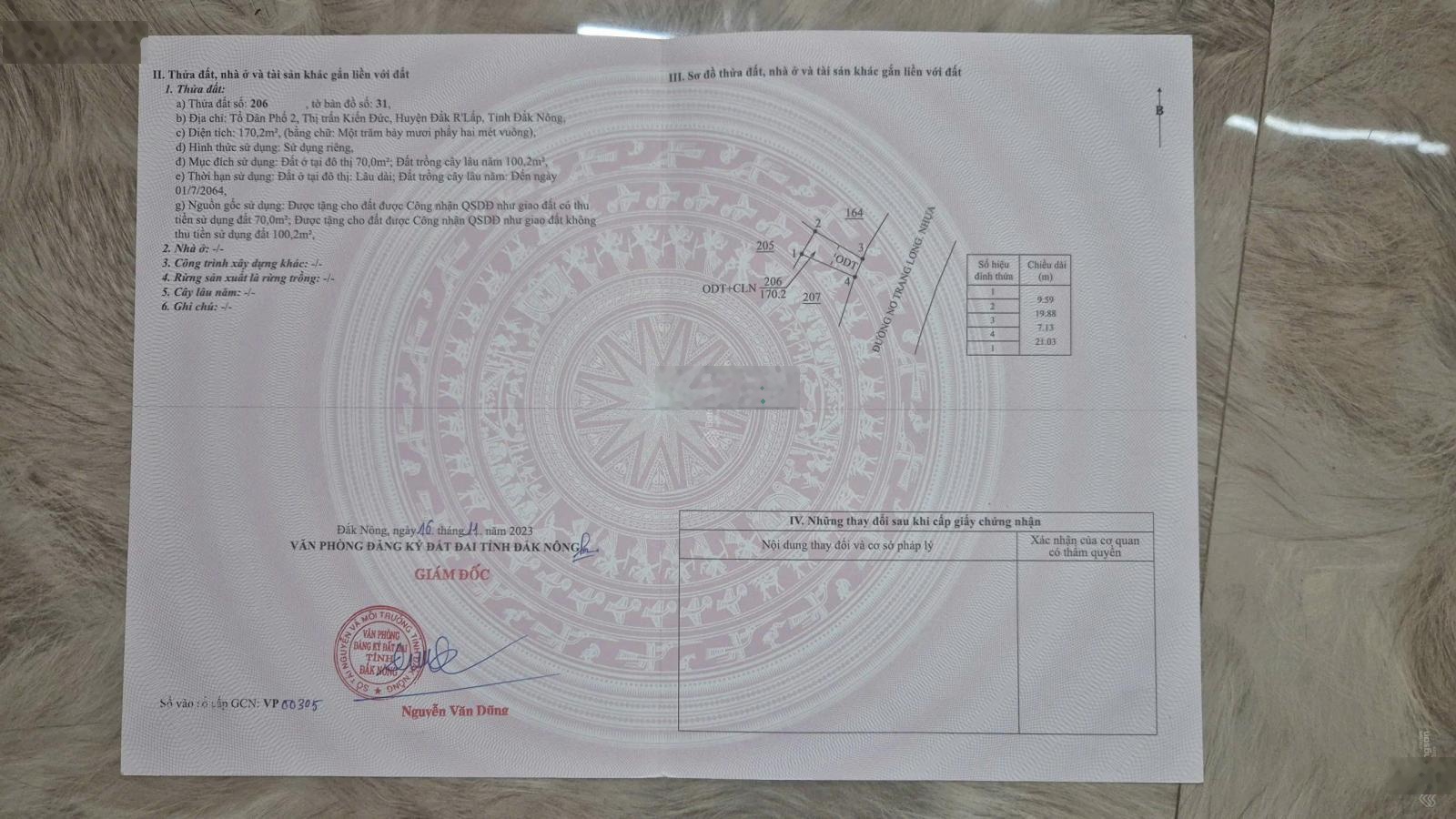 Bán đất tại Nơ Trang Long, Kiến Đức, 5,5 tỷ, 170,2m2, pháp lý đầy đủ
