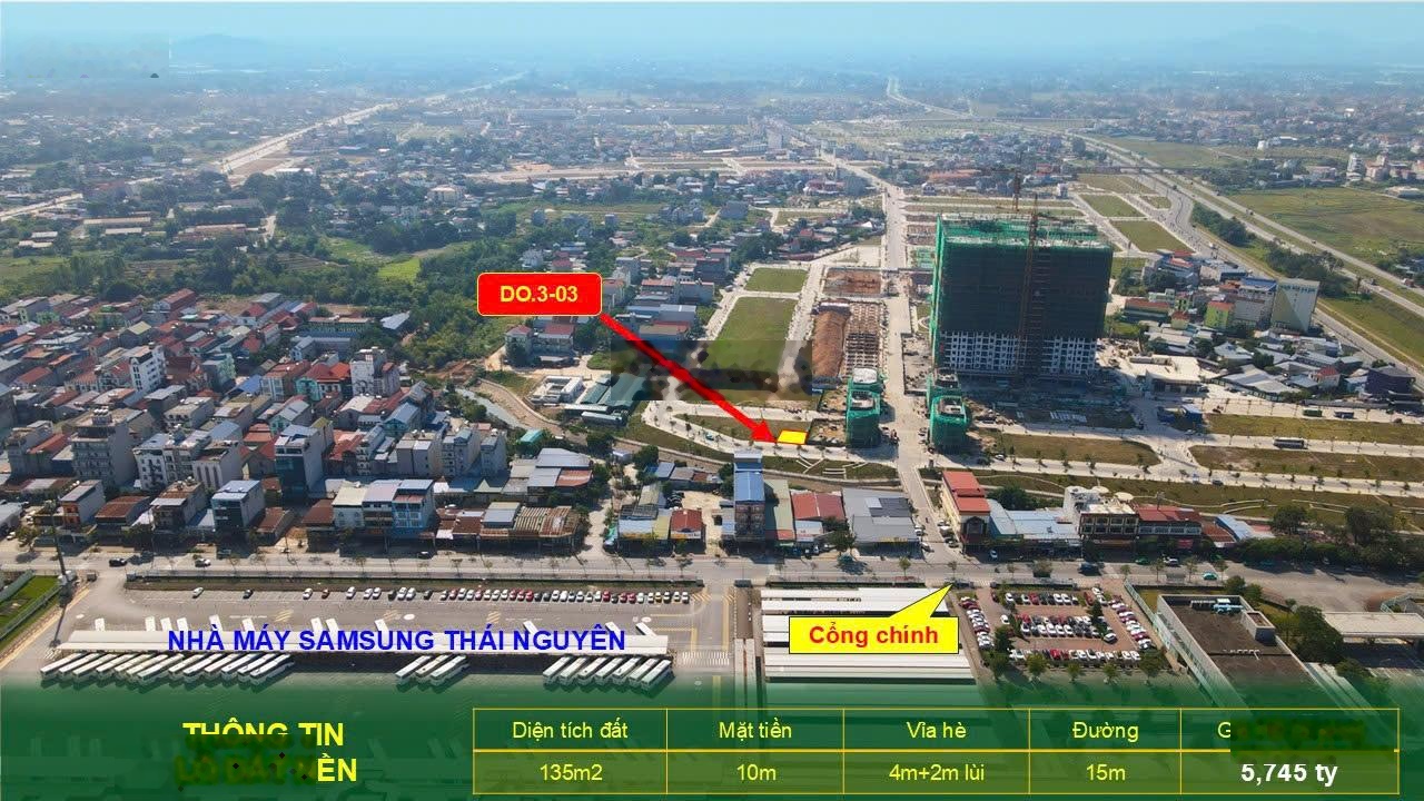 Bán đất nền dự án tại KĐT Yên Bình Thái Nguyên, giá ưu đãi 25 triệu / m2, 143 m2 gần nhà máy tỷ đô