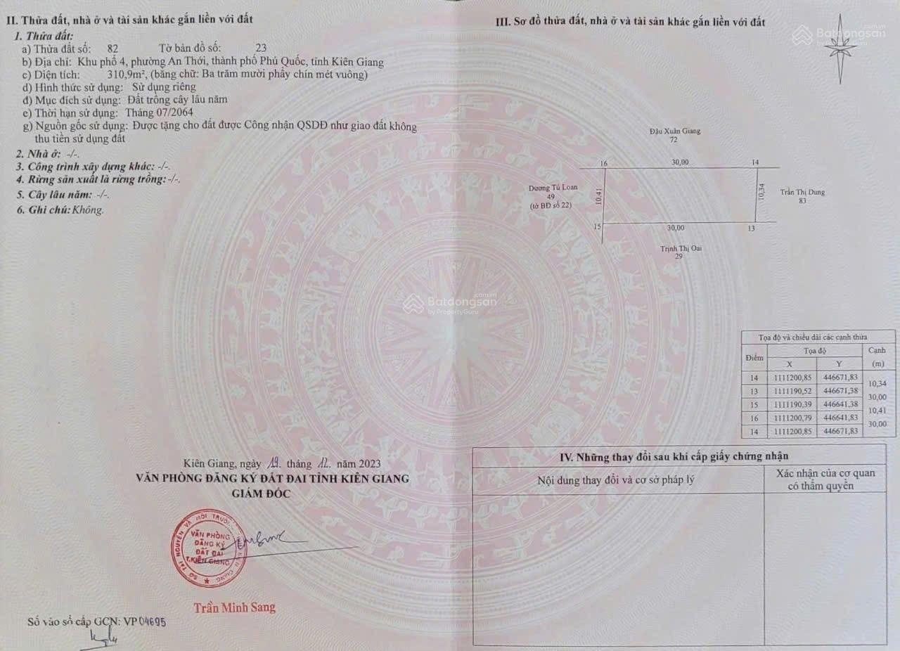 Hiếm thật sự đất trung tâm An Thới 310.9m2, giá chỉ 3.7 tỷ