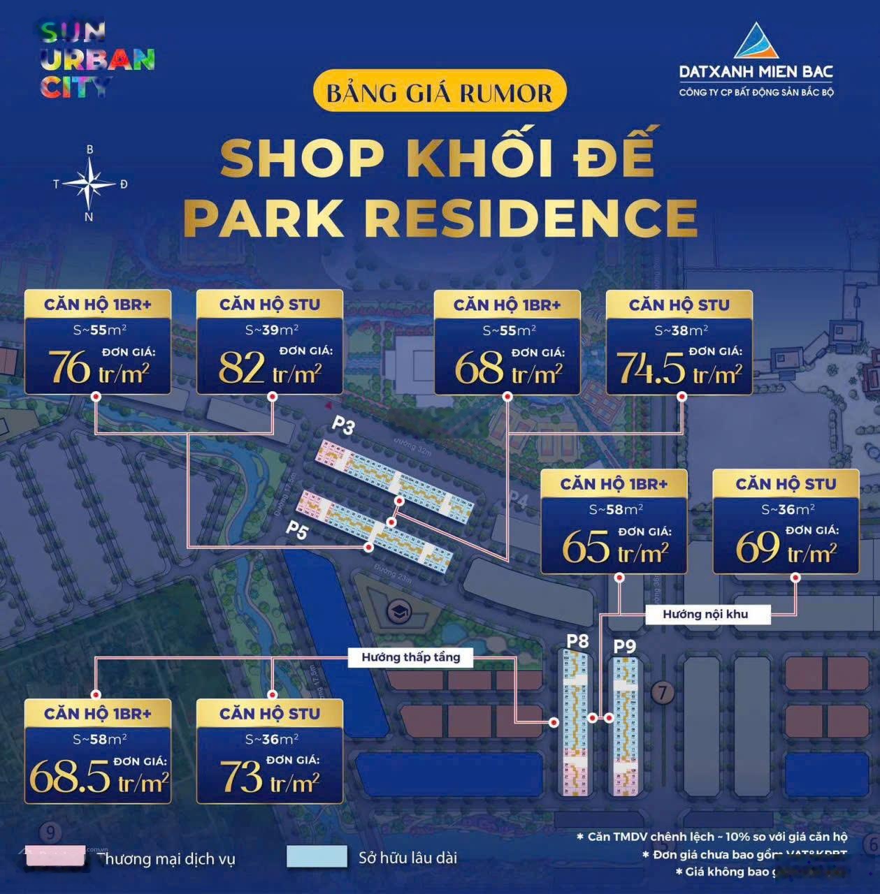 Bán Shophouse khối đế chung cư Sun Hà Nam, sở hữu lâu dài