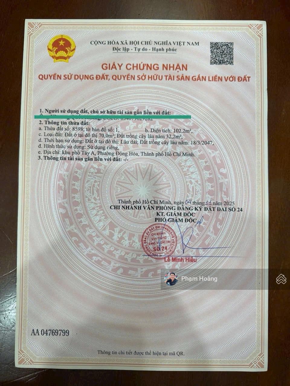 Chính chủ gửi bán lô đất DT 102,2m2 gần siêu thị go, TTTM, làng đại học, Metro, Thủ Đức