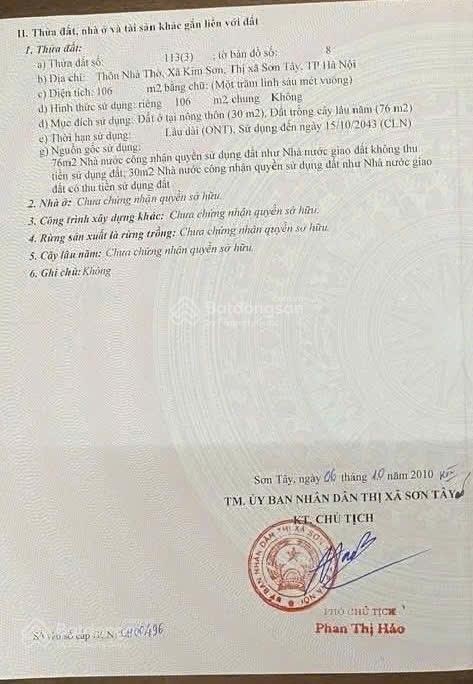 chính chủ bán gấp siêu phẩm đất thổ cư kim sơn sơn tây hà nội, giá cực kì hấp dẫn