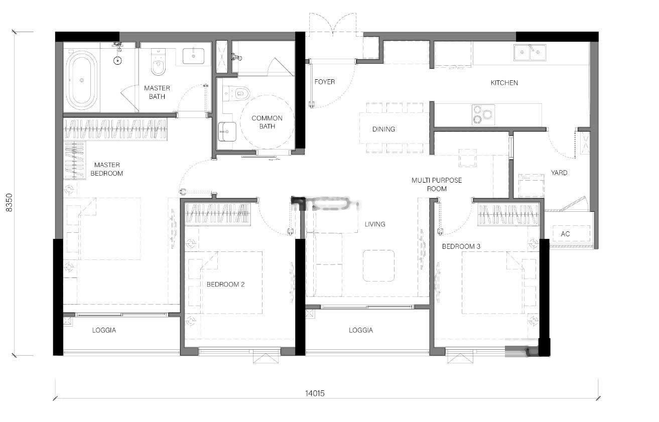 Căn 3PN 101m² tòa SP The Senique, ban công thoáng, view đẹp