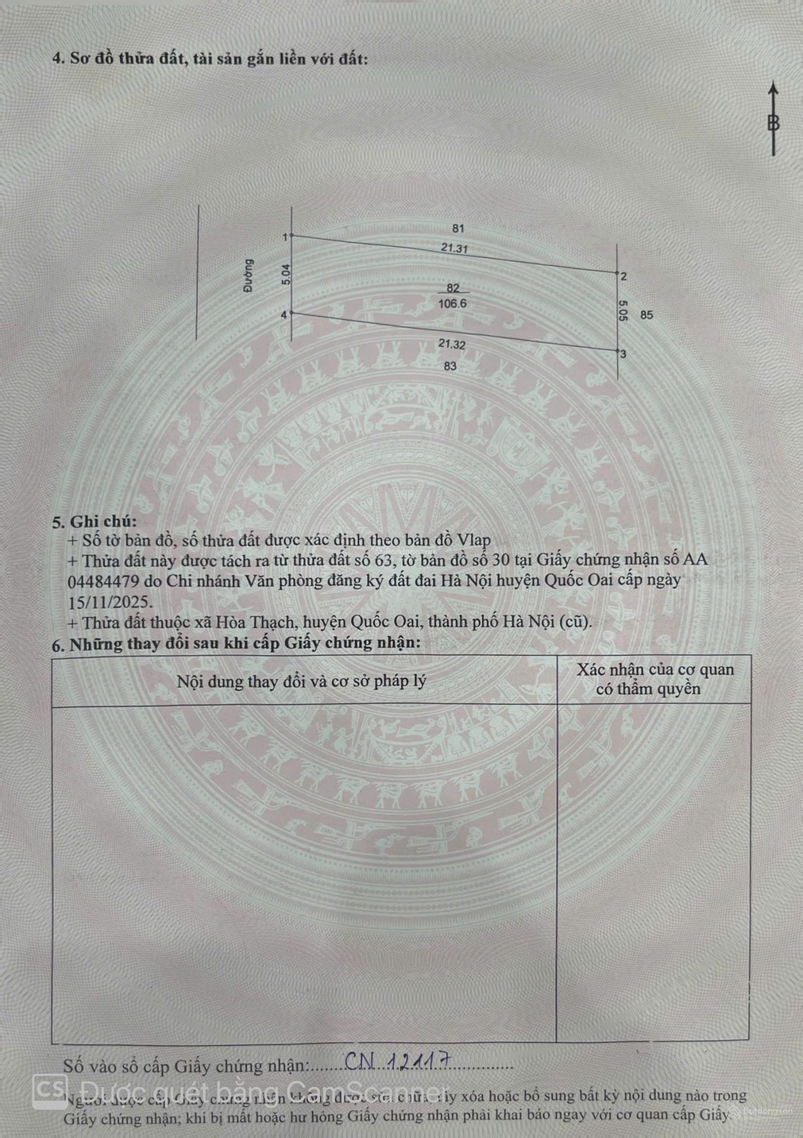 Bán lô đất ngay QL 21 DT 106m2 mặt tiền 5,02m rẻ hơn thị trường 300tr (bán gấp)