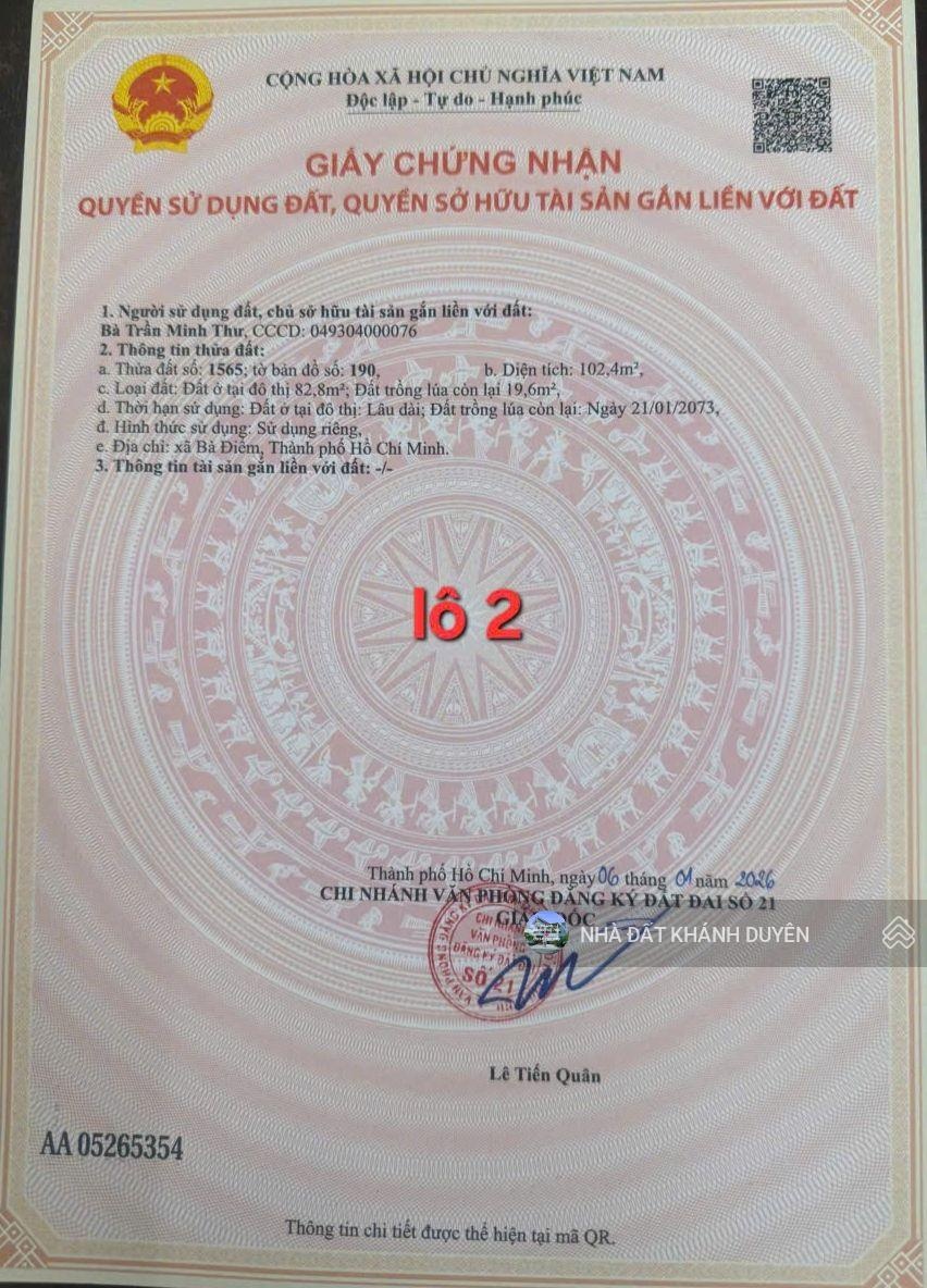 Đất 5 x 20m đường Trần Văn Mười, gần Chợ Đại Hải đường Phan Văn Hớn