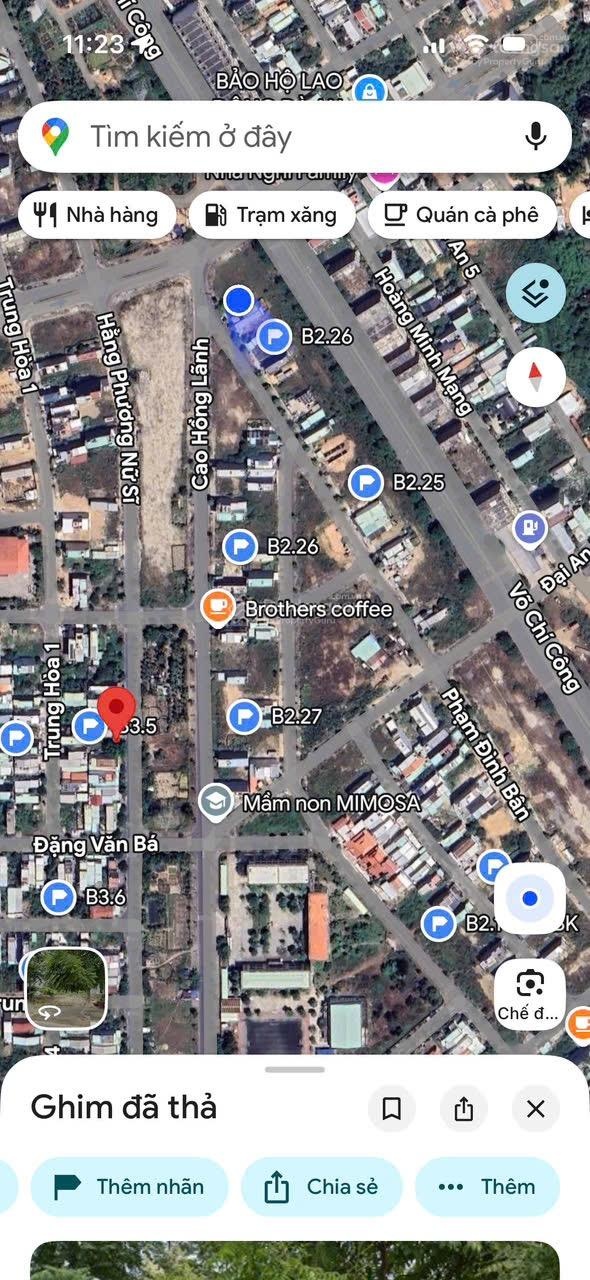 Bán đất đừơng Hằng Phương Nữ Sĩ (7m5) nhìn qua trường cấp 3 Võ Chí Công