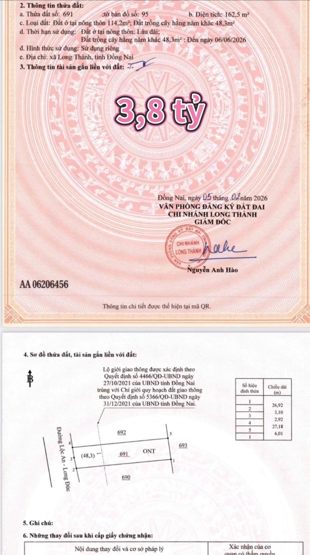 Có 3 miếng mặt tiền đường chính lộc an, vị trí buôn bán kinh doanh