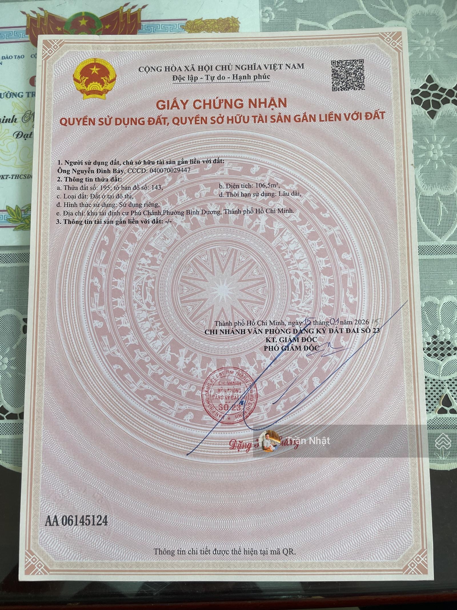 Chính Chủ Cần Bán Gấp Lô Đất Mặt Tiền Đường Số 55 Khu TĐC Phú Chánh C Giá Tốt