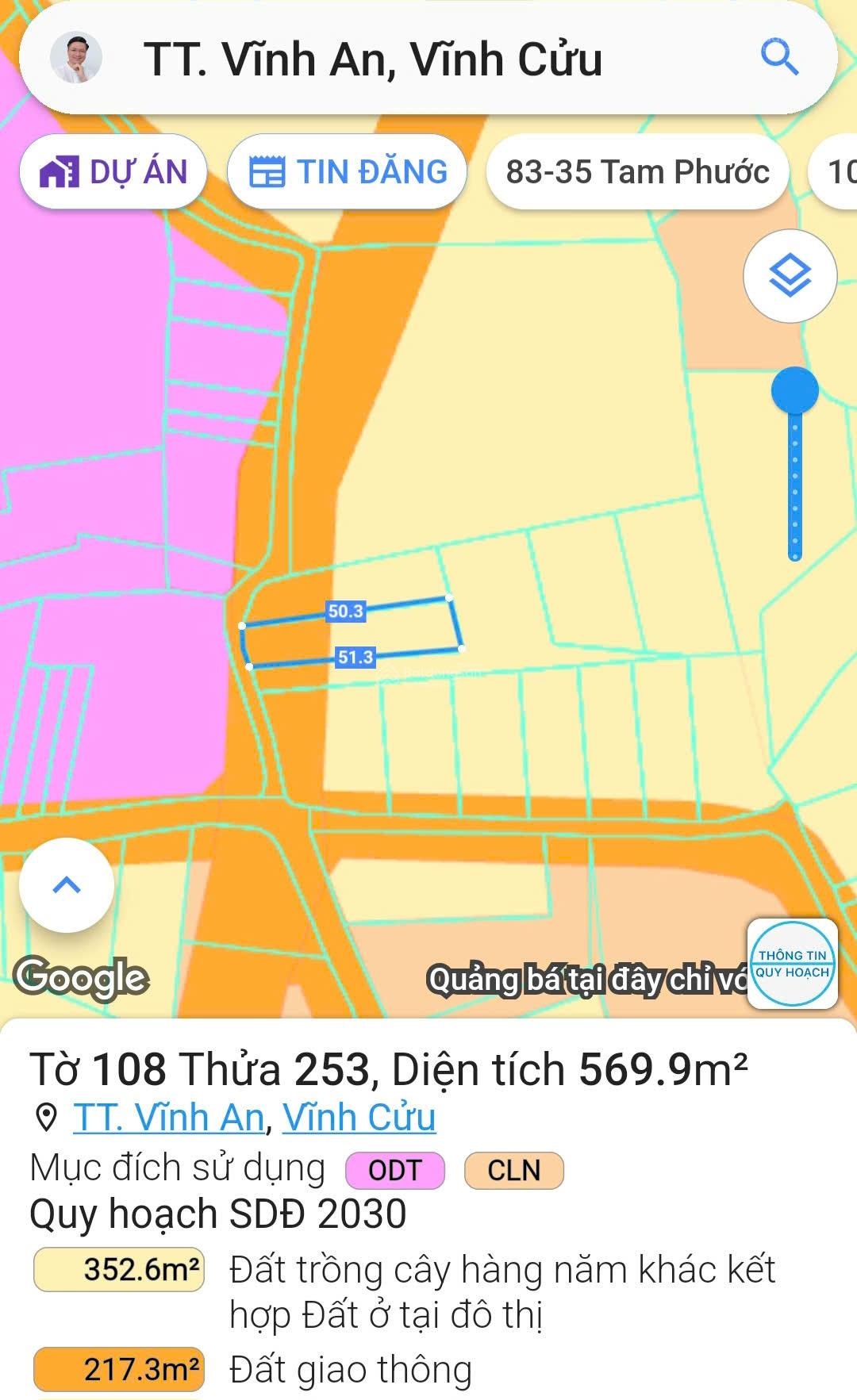 Bán đất 2 mặt đường có thổ cư ở Vĩnh An, Vĩnh Cửu, Đồng Nai