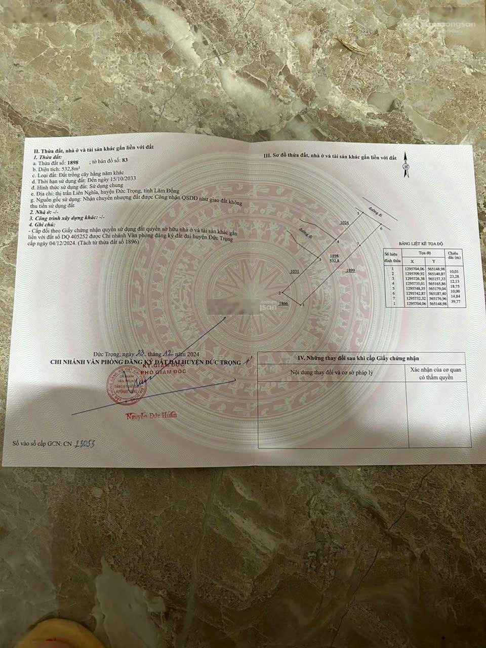 Bán đất TT. Liên Nghĩa, Đức Trọng, Lâm Đồng 532m2, 10m x 53,2m, giá 3 tỷ, cách chợ 3,6 km