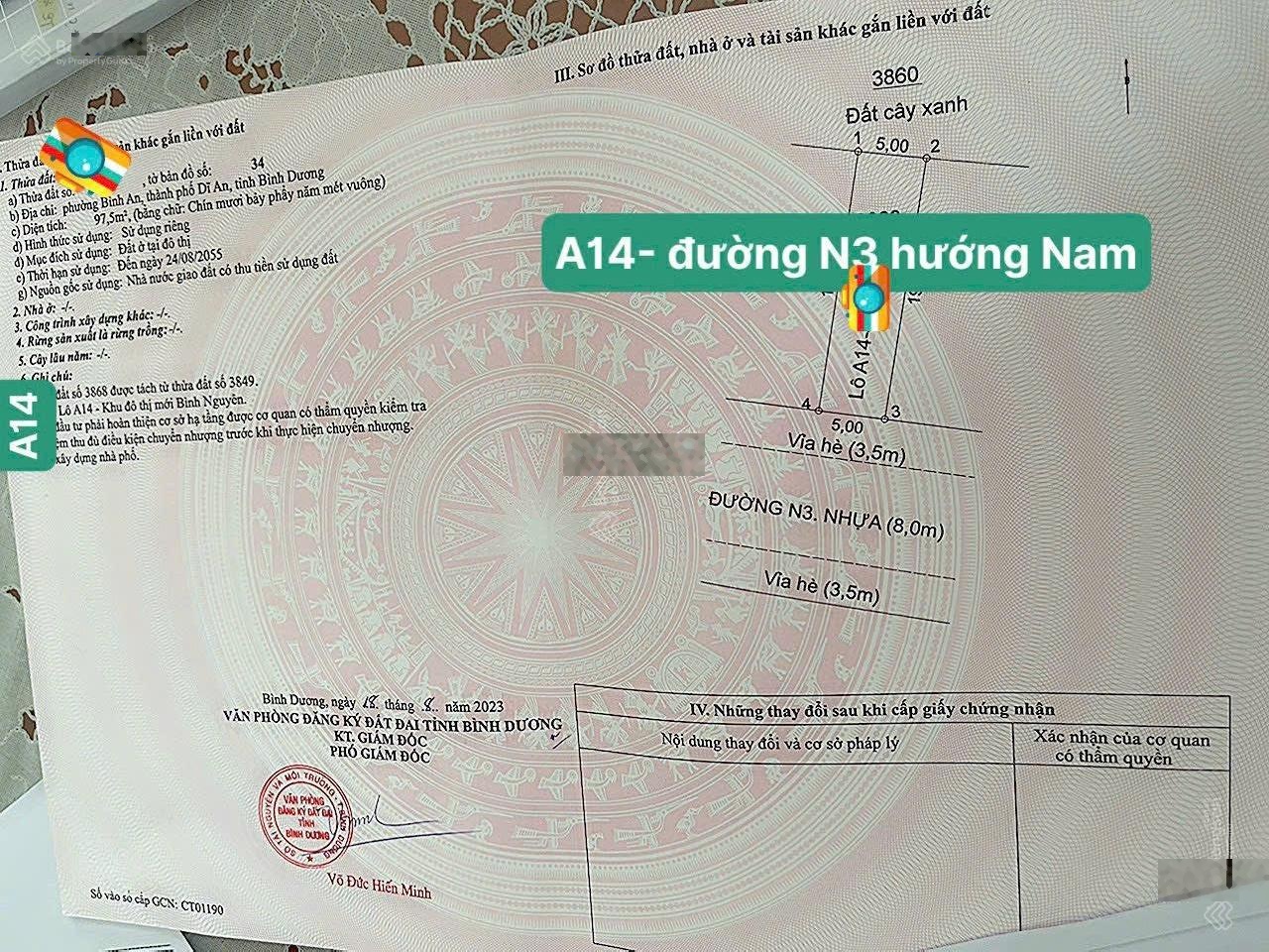 Chủ bán gấp lô đất đẹp đối diện khu biệt thự Bình Nguyên trục N3