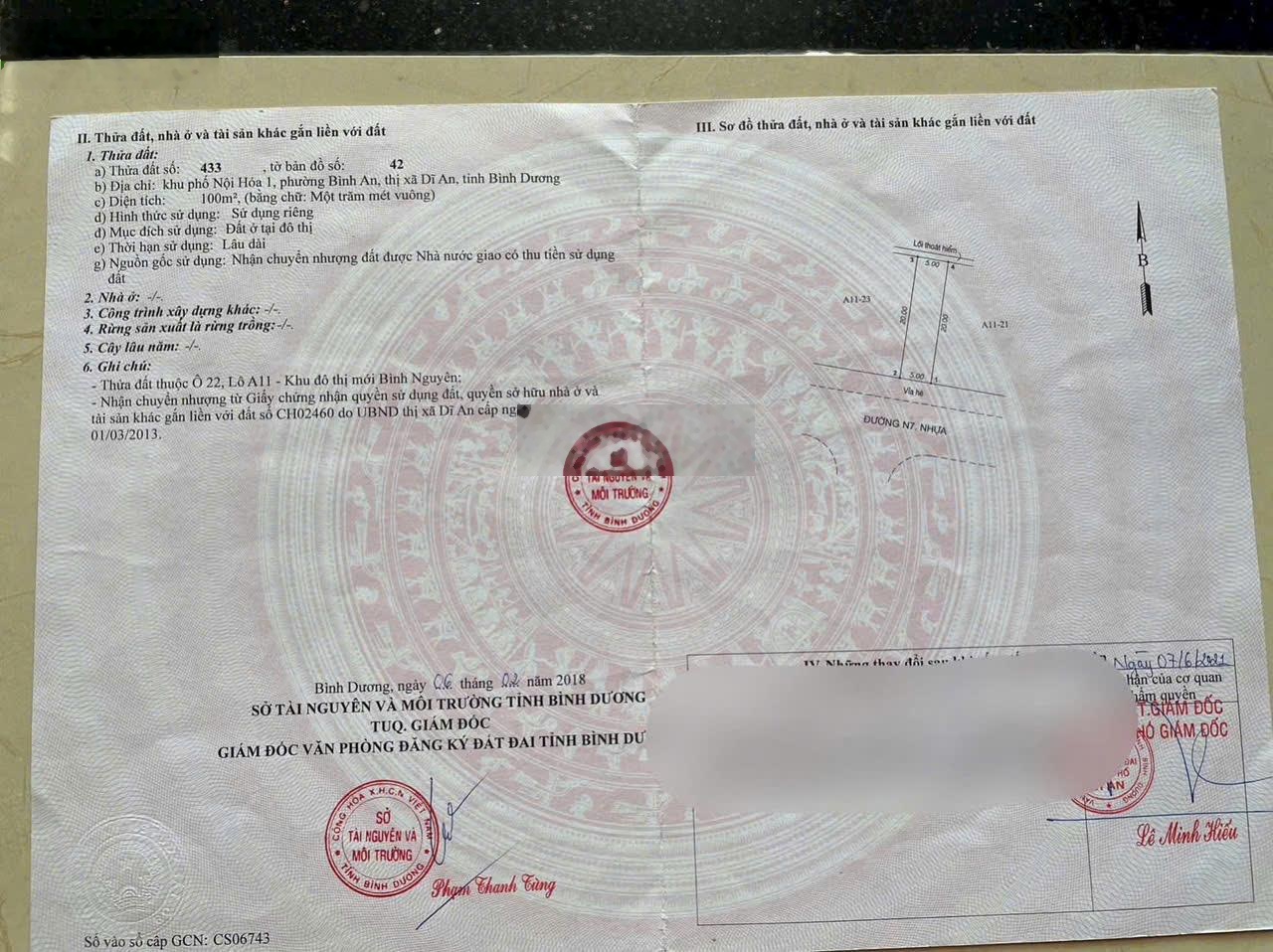 Chủ gửi - Đất KĐT Bình Nguyên - Sát làng đại học quốc gia TP HCM - DT 5x20m TC 100%