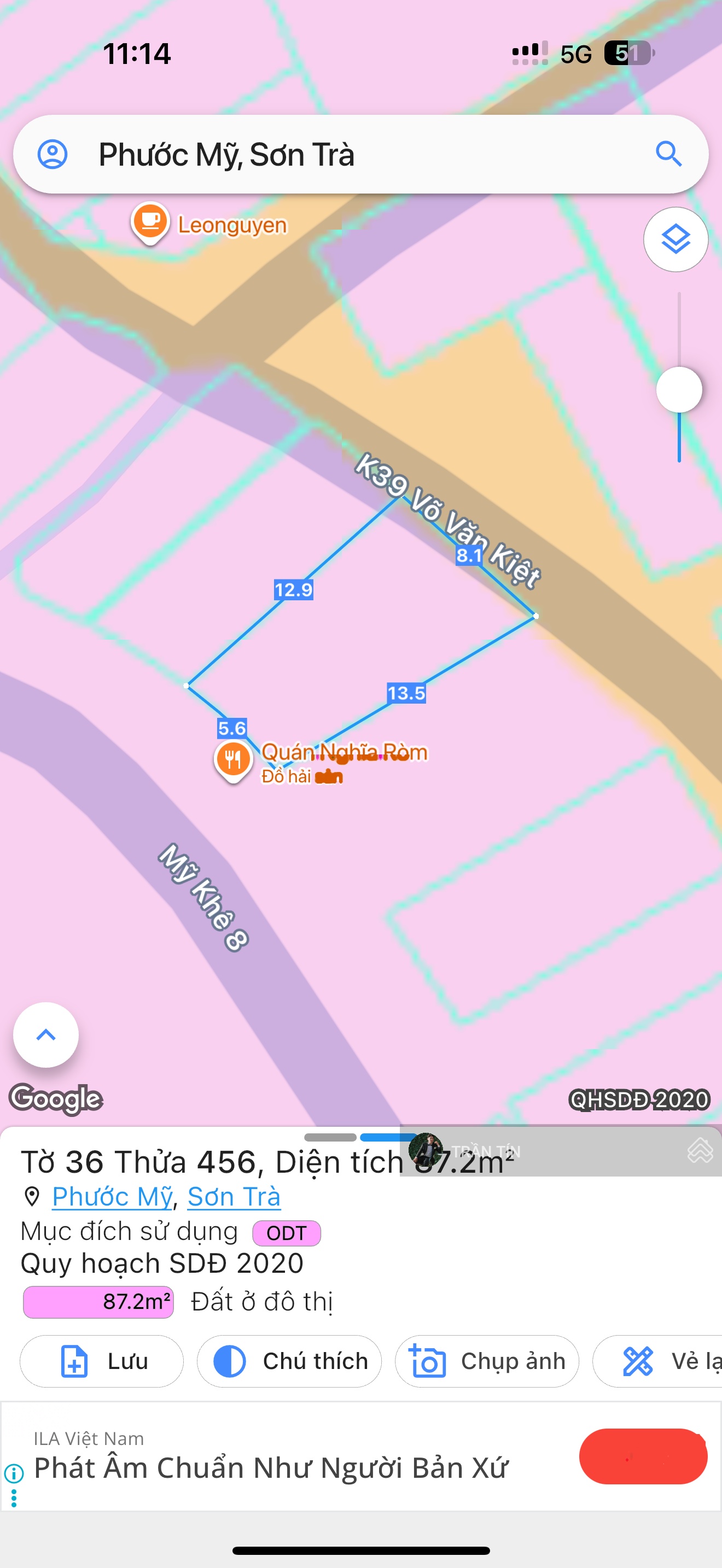 Lô đất mặt tiền đường Mỹ Khê 8, Ngay Trung tâm tài chính Quốc Tế, Cách biển Mỹ Khê 200M