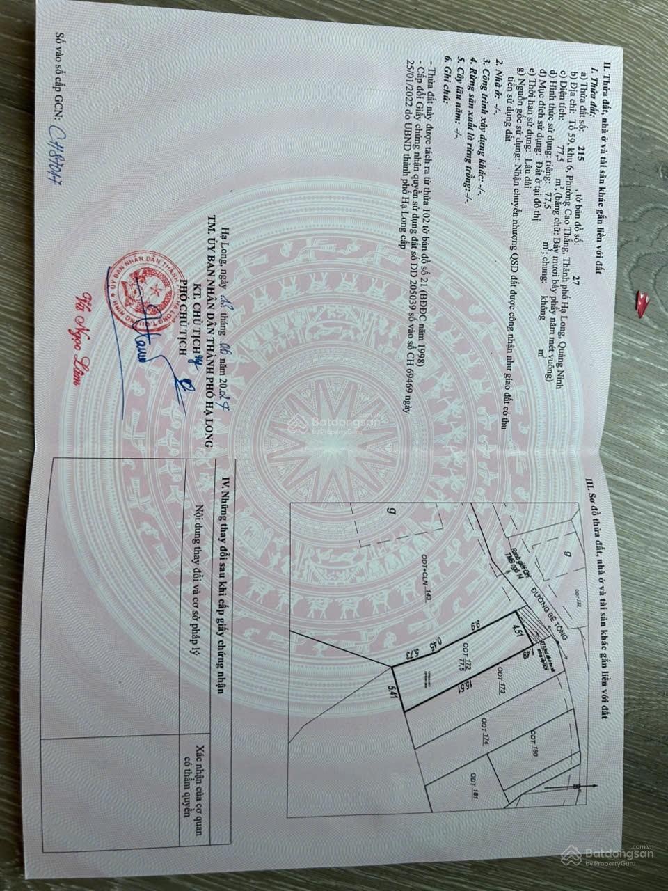 Bán đất 75,5m² ngõ 14 Cao Thắng, Hạ Long Sổ đỏ chính chủ Giá 2,x tỷ