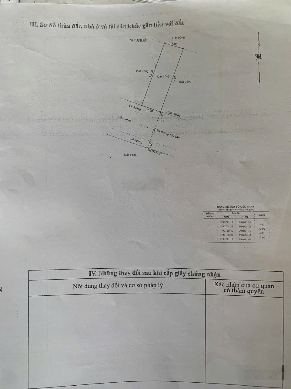 Đất đẹp hẻm 8m đường Tây Lân Q.Bình Tân 52m2 giá chỉ 4.55 tỷ