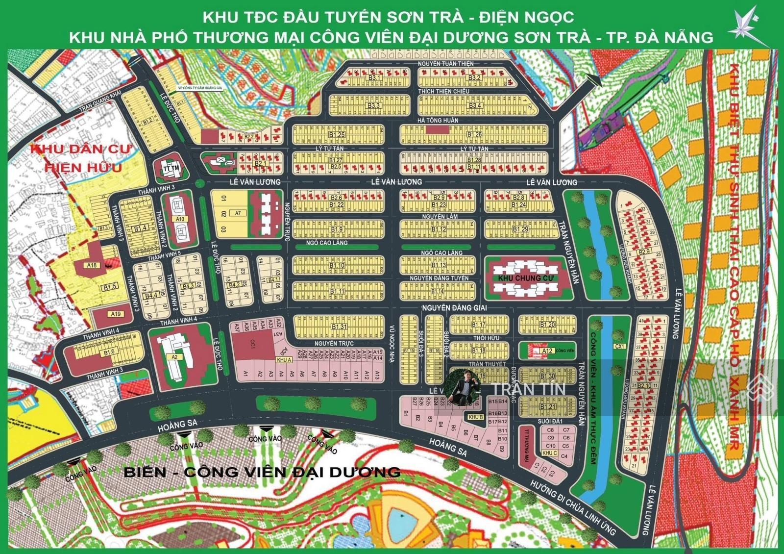 Lô đất mặt tiền đường Nguyễn Trực, Đối diện Công viên Đại Dương, Cách biển 100M