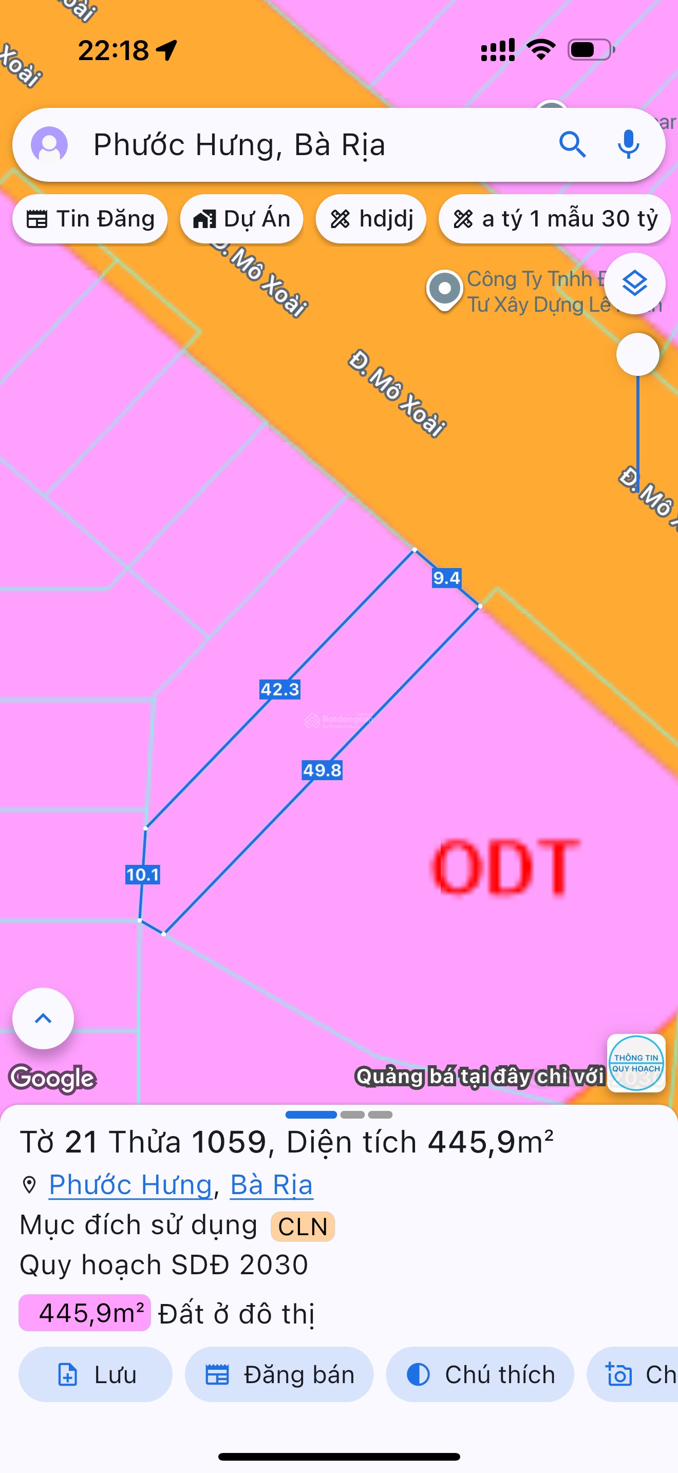Bán lô biệt thự ngay thành phố Bà Rịa, đường kinh doanh, không dãy phân cách, 445m2 giá 6.5tỷ