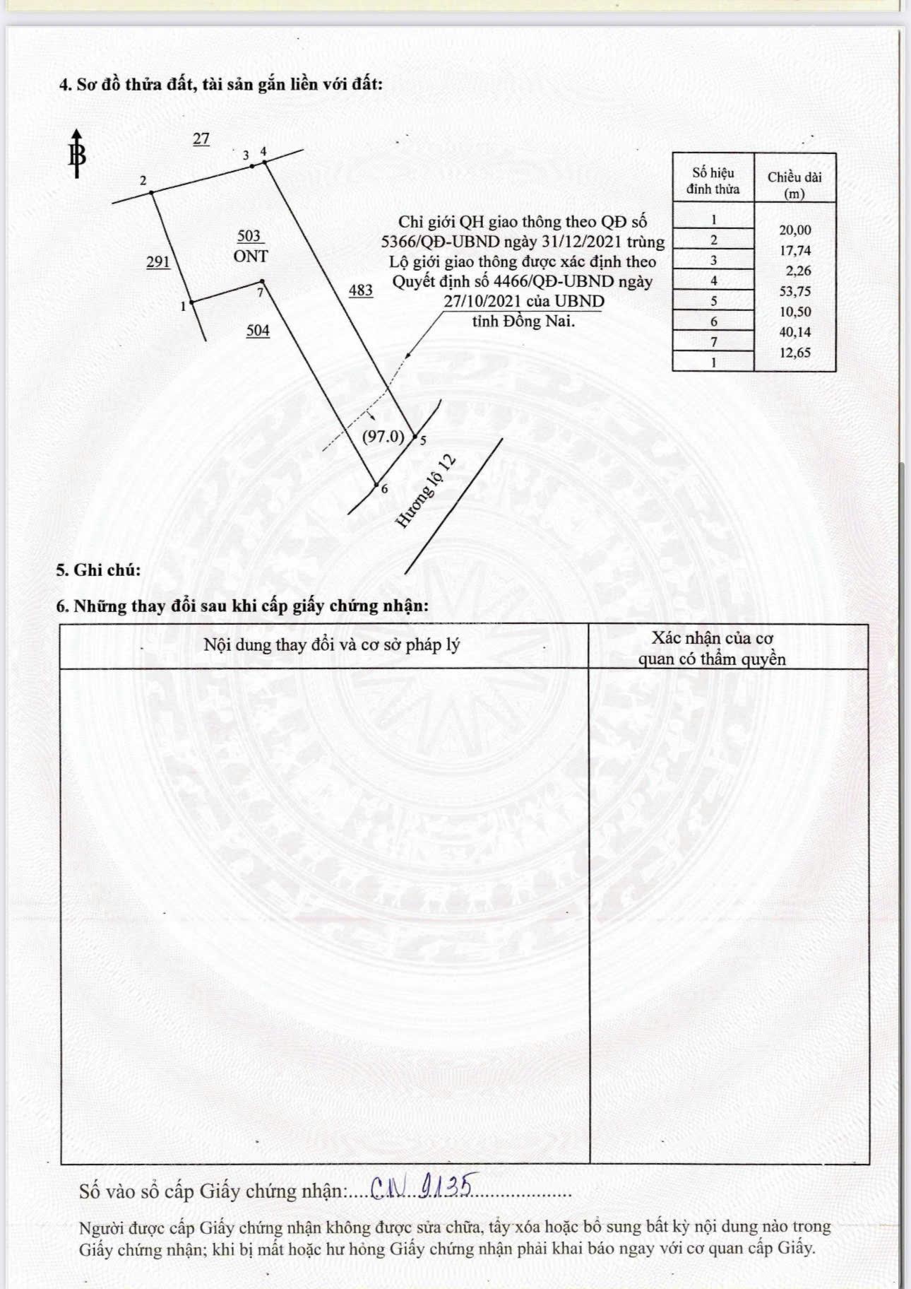 Bán lô đất thổ cư mặt đường hương lộ 12 ( Bà Ký) diện tích 792m2 full thổ cư