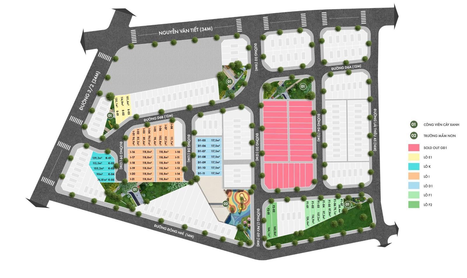 Cần bán 2 căn gốc liền kề cực đẹp đối diện trường Mầm Non,khu nhà ở Nguyễn Minh Tiết, Thuận An, BD