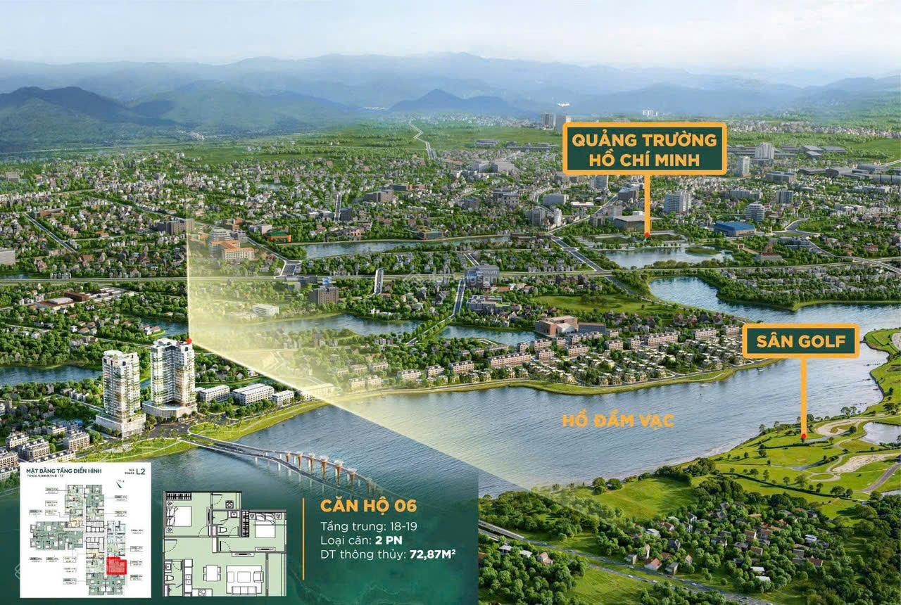 Bán căn hộ CH06 Luxora Vĩnh Yên, 72,87m2, 2PN-2WC, view sân golf, view hồ, quảng trường...