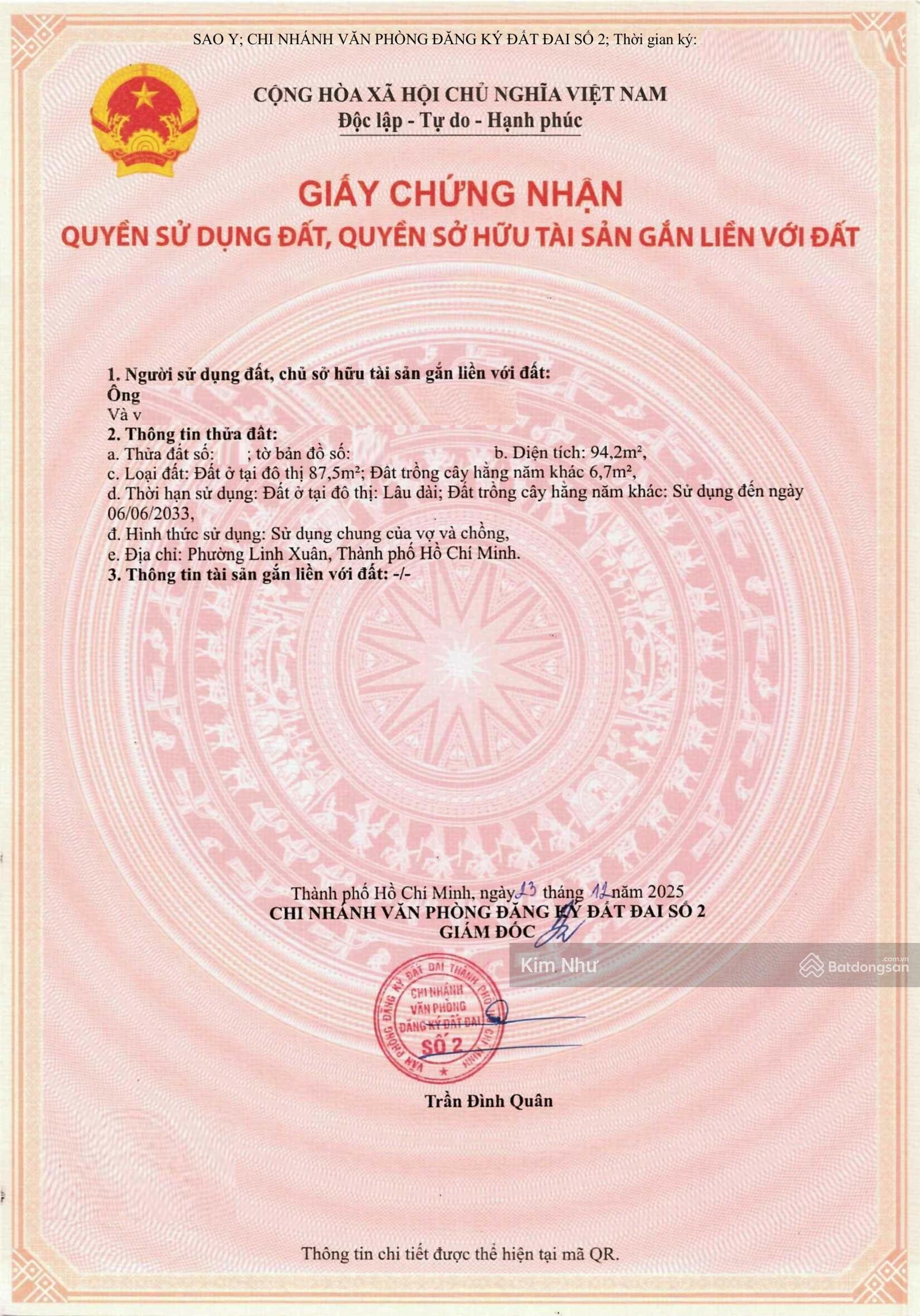 Bán lô đất 2 mặt tiền hẻm xe tải full thổ cư - ngang 7.83m-sát Hoàng Diệu 2-hệ số XD cao đồng bộ