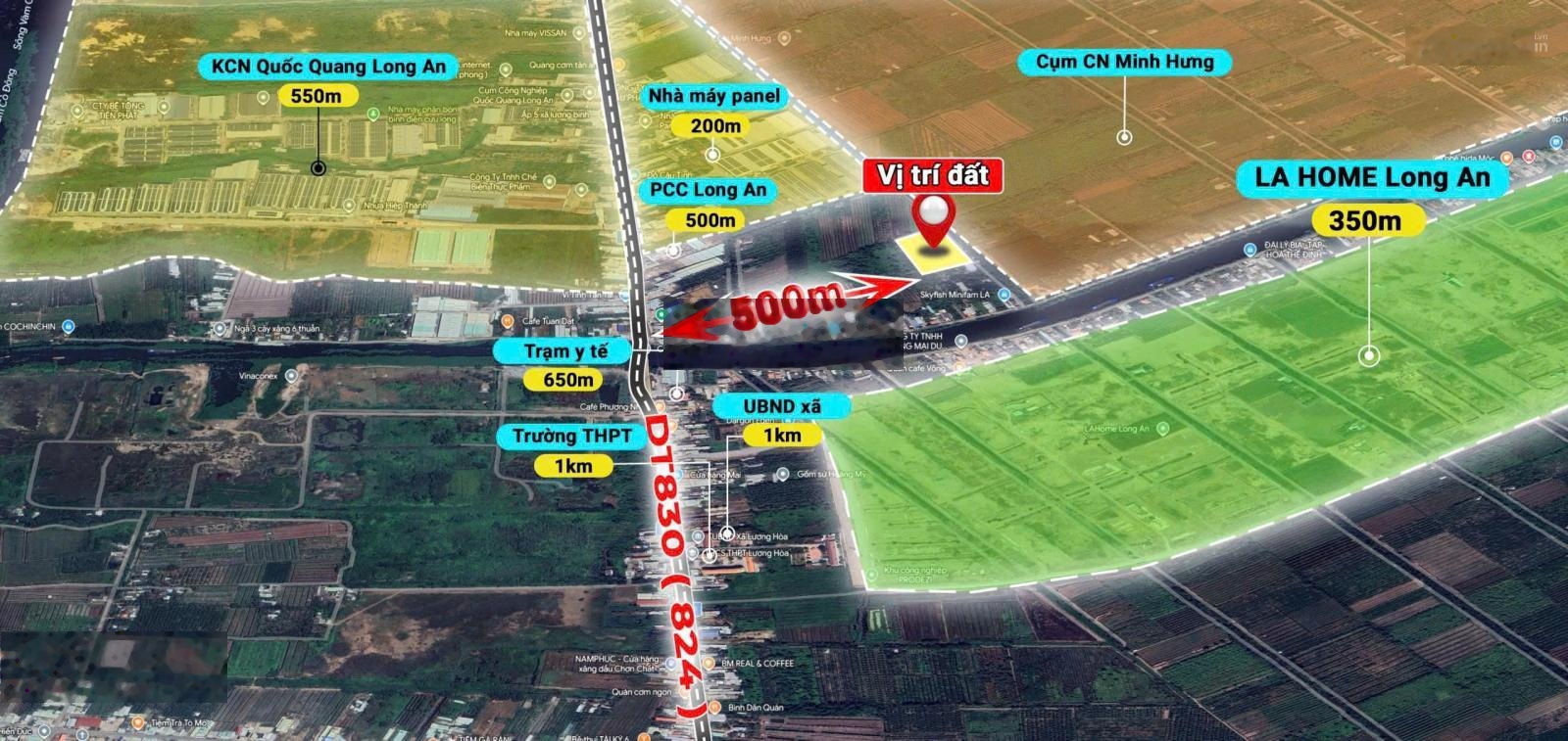 1000m2 tại đường Tỉnh lộ 824, Lương Bình, Bến Lức, Long An, 1,29 tỷ hết sổ