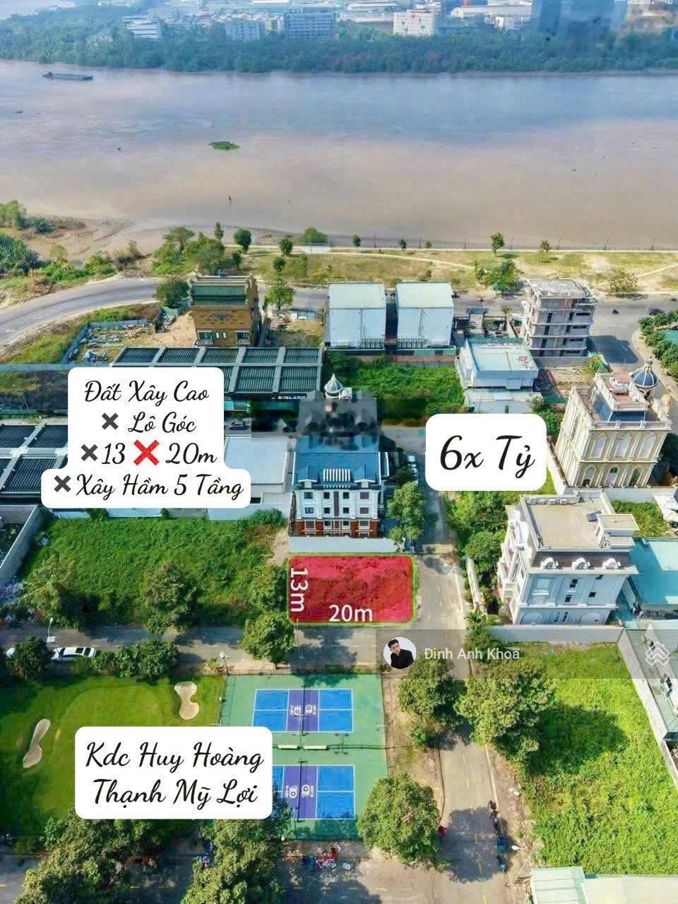 Đất giảm 3 tỷ, góc Huy Hoàng Quận 2, 13m x 20m = 240m². Giá 60 tỷ, thuê 70 tr